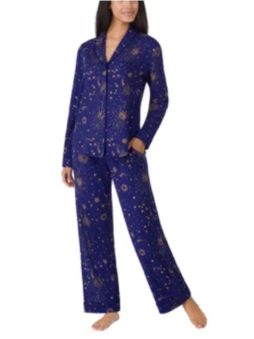 Room Service Womens 2-Piece Shawl Collar Pajama Set